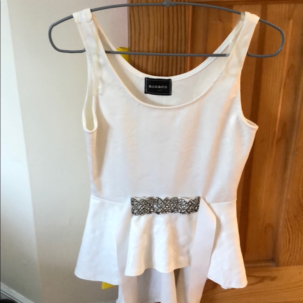 White rhinestone evening top